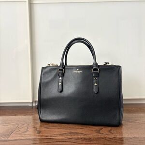 Kate Spade Black Leather Tote with Gold Accents